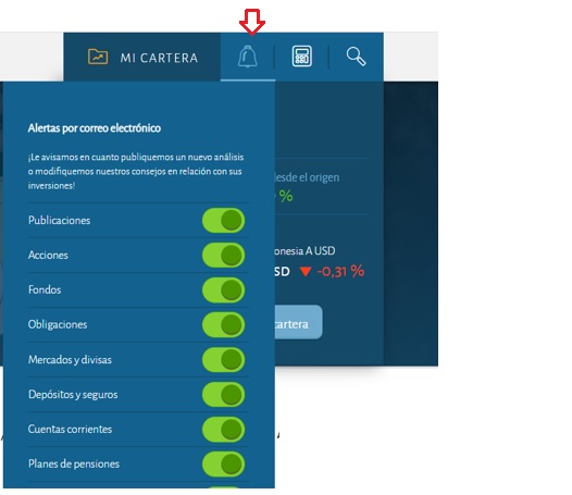 Activar las alertas que quiere recibir es muy sencillo